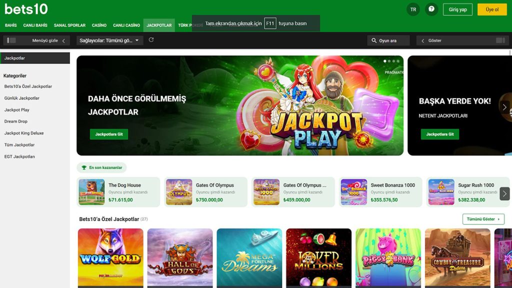 bets10 jackpotlar