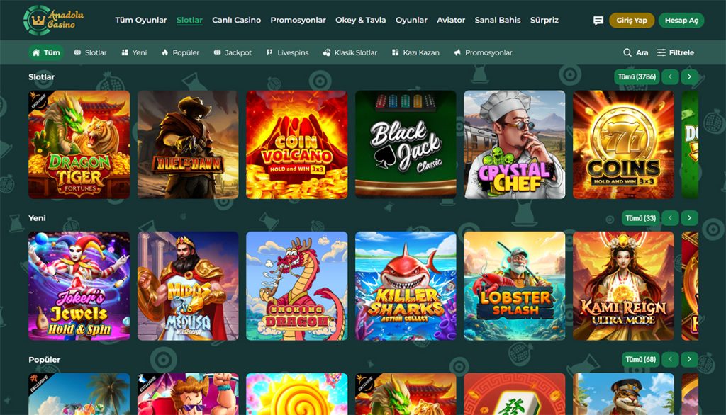 anadolu casino slot oyunları